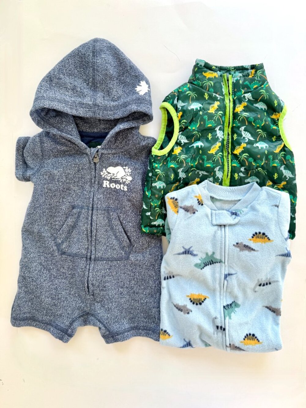Baby Boy Lot Roots Romper Dino Vest Sleeper 3-6M